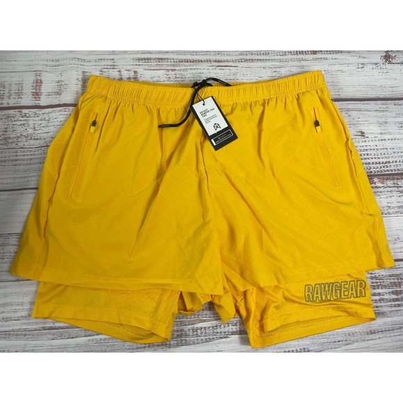 Men's RAWGEAR Yellow‎ Athletic Compression Shorts sz. 2XL - Picture 1 of 5